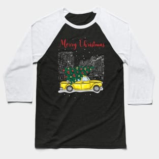 Christmas tree and gifts in a yellow car! - Happy Christmas and a happy new year! - Available in stickers, clothing, etc Baseball T-Shirt